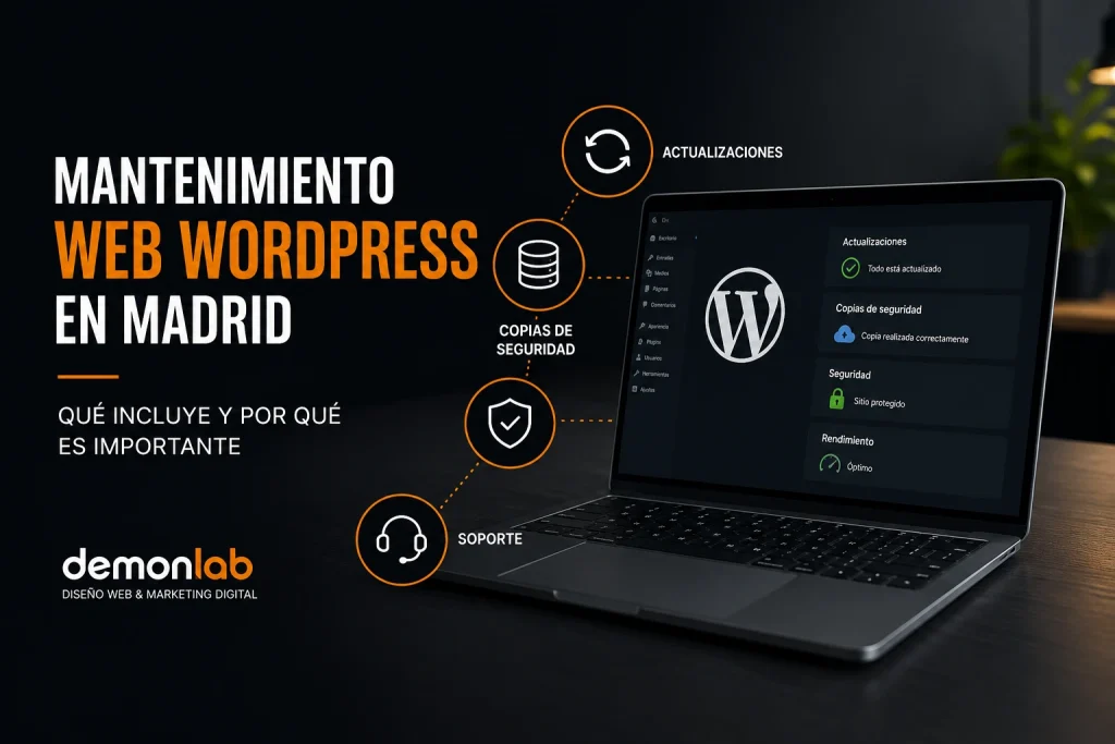 mantenimiento web WordPress Madrid con actualizaciones, copias de seguridad y soporte técnico