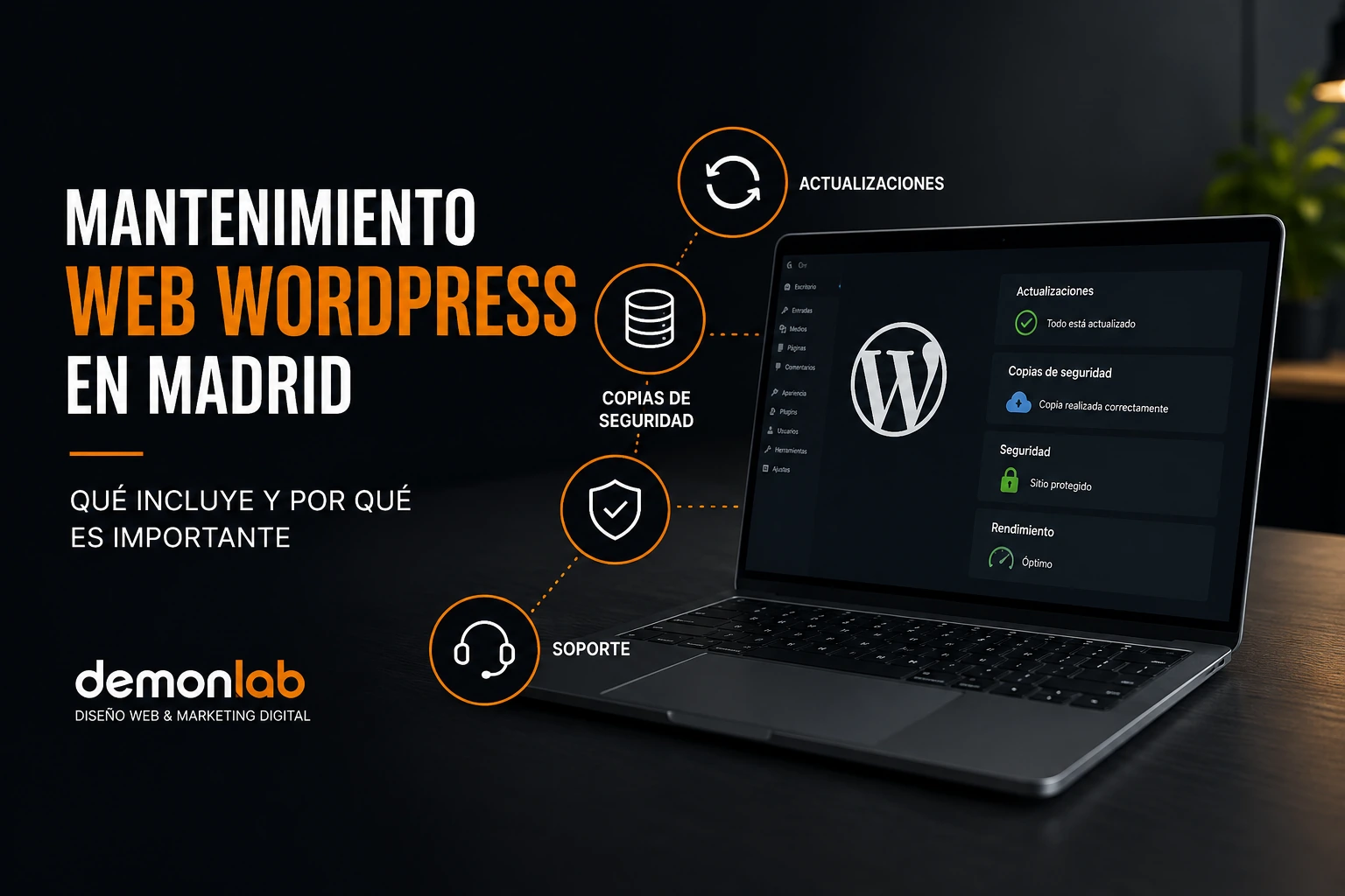 mantenimiento web WordPress Madrid con actualizaciones, copias de seguridad y soporte técnico