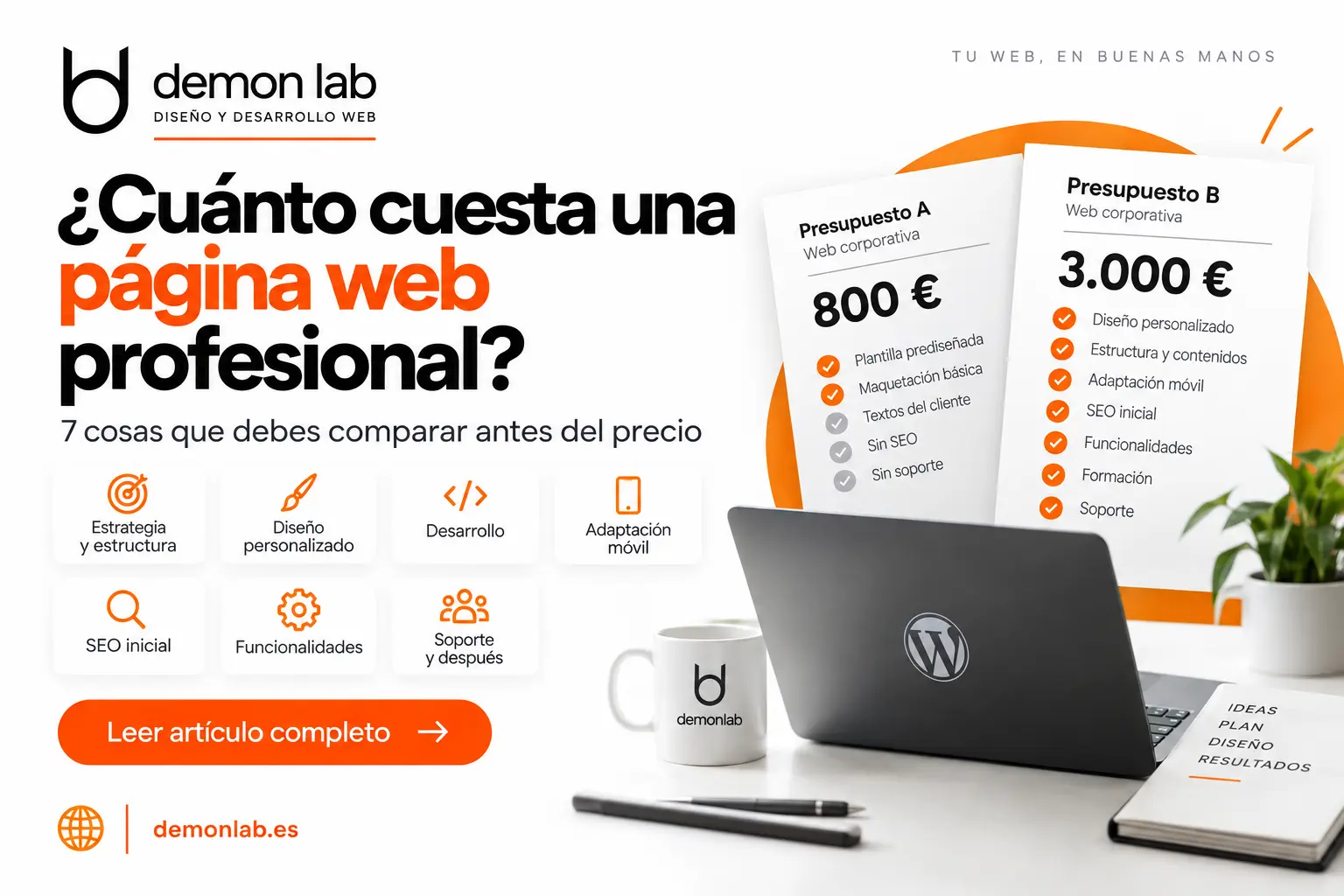 cuánto cuesta una página web profesional y qué incluye el presupuesto