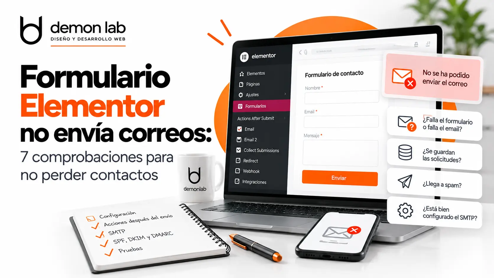 Formulario Elementor no envía correos y revisión de solicitudes